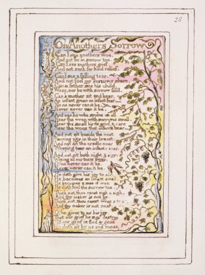 Op Andermans Verdriet: plaat 28 uit Songs of Innocence and of Experience (kopie R) c.1802-08 door William Blake